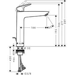 Mitigeur de lavabo HANSGROHE Logis Eco C3 avec tirette et vidage synthétique chromé - 71095000