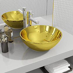 vidaXL Lavabo 32,5 x 14 cm Céramique Doré 