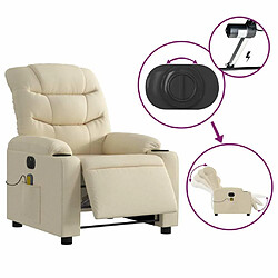 Maison Chic Fauteuil Relax pour salon, Fauteuil inclinable de massage électrique crème tissu -GKD18644 pas cher