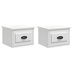 Maison Chic Lot de 2 Tables de Chevet murales - Tables de Nuit blanc brillant 41,5x36x28 cm