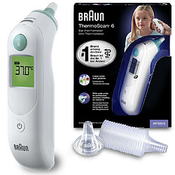 Braun Thermomètre auriculaire Thermo Scan 6 Blanc pas cher