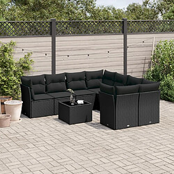 Maison Chic Salon de jardin 9 pcs avec coussins | Ensemble de Table et chaises | Mobilier d'Extérieur noir résine tressée -GKD14341