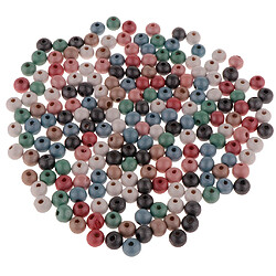 1 paquet Perles en bois Grand trou Entretoise Perle pour la fabrication de bijoux 8mm 200pcs pas cher