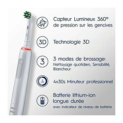 Oral-B PRO 3 3700 Adulte Brosse à dents rotative oscillante Blanc pas cher