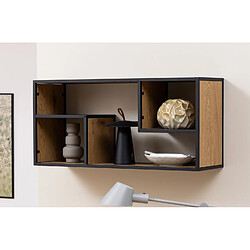 Acheter Toilinux Etagère murale 3 niches en MDF et Métal - L.95cm x P.35cm x H.45cm - Beige et Noir