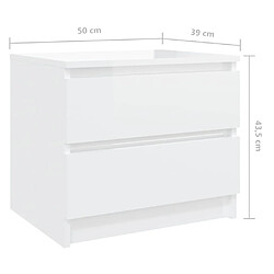 vidaXL Tables de chevet 2 pcs Blanc brillant 50x39x43,5 cm Aggloméré pas cher