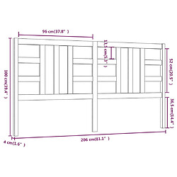 Acheter vidaXL Tête de lit Marron miel 206x4x100 cm Bois massif de pin