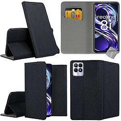 Htdmobiles Housse etui portefeuille avec coque intérieure en silicone pour Realme 8i / Narzo 50 4G + film ecran - NOIR MAGNET