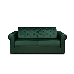 Inside 75 Canapé CHESTERFIELD convertible EXPRESS 140 cm matelas 16cm velours vert