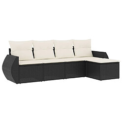 Maison Chic Ensemble de 5 Tables et chaises d'extérieur avec coussins,Salon de jardin noir résine tressée -GKD271837