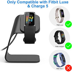 Station de chargement compatible avec Fitbit Charge 5/Luxe, support de charge en aluminium de remplacement, socle d'accessoires de station d'accueil avec cordon USB de 1,2 m pour montre intelligente Charge 5/Luxe