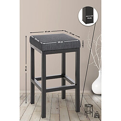 Acheter Decoshop26 Tabouret de bar x1 avec repose-pieds design simple hauteur d'assise 85 cm en tissu gris foncé et support en métal noir 10_0005413