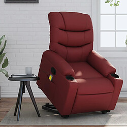 vidaXL Fauteuil inclinable de massage Rouge bordeaux Similicuir