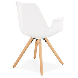 Acheter Mes Fauteuil design blanc et piètement en bois naturel - SHAFT