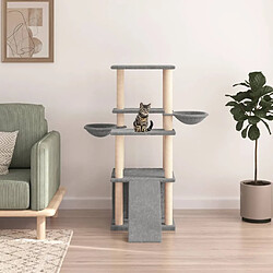 vidaXL Arbre à chat avec griffoirs en sisal gris clair 133 cm