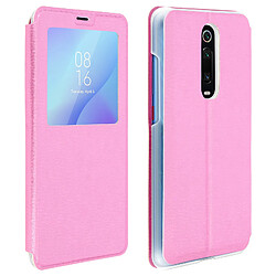 Avizar Housse Xiaomi Mi 9T Étui Fenêtre d'affichage Protection Intégrale Rose