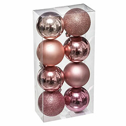 Lot de 8 Boules de Noël Colorama 7cm Rose