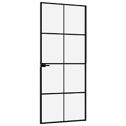 Avis vidaXL Porte d'intérieur Noir 83x201,5 cm Trempé verre aluminium fin