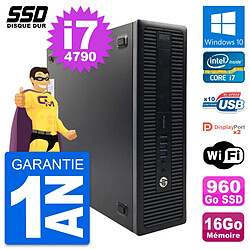 PC HP ProDesk 600 G1 SFF Intel Core i7-4790 RAM 16Go SSD 960Go Windows 10 Wifi - Occasion