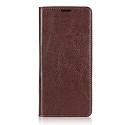 Etui en cuir véritable Cheval fou avec support café pour votre OPPO Find X2 Pro