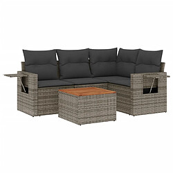 Maison Chic Salon de jardin 5 pcs avec coussins | Ensemble de Table et chaises | Mobilier d'Extérieur gris résine tressée -GKD45329