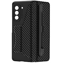 Avizar Coque clapet pour Samsung Galaxy Z Fold 5 Effet Carbone Porte-cartes et Stylet