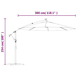 vidaXL Parasol avec éclairage LED 300cm Poteau en métal Sable pas cher