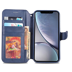 Acheter Wewoo Housse Coque Pour iPhone XR AZNS Texture du mollet Etui en cuir avec rabat horizontal magnétique PU supportfentes cartes et cadre photo bleu