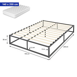 ML-Design Cadre de lit en acier sommier à lattes anthracite chambre à coucher 140 x 200 cm pas cher