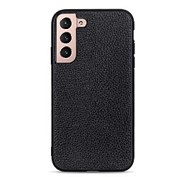 Coque en cuir véritable anti-rayures, texture litchi noir pour votre Samsung Galaxy S22