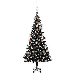 vidaXL Arbre de Noël artificiel pré-éclairé et boules noir 180 cm PVC