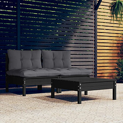 Maison Chic Salon de jardin 3 pcs + coussins - Mobilier/Meubles de jardin - Table et chaises d'extérieur anthracite Bois de pin -MN93621