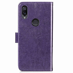 Wewoo Housse Coque Étui en cuir à motif de fleurs repiquées Lucky Clover pour Xiaomi Redmi Note 7, avec support et logements pour cartes, portefeuille dragonne (violet)