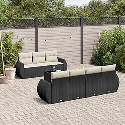 Maison Chic Salon de jardin 8 pcs avec coussins | Ensemble de Table et chaises | Mobilier d'Extérieur noir résine tressée -GKD99546