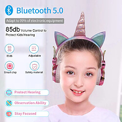 Universal Casque sans fil pour enfants Casque de dessin animé Licorne Casque avec microphone Filles Gamers Casque filaire Casque Bluetooth Cadeau |