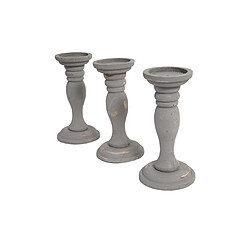 Decoshop26 Lot de 3 bougeoirs style vintage hauteur 24cm en bois gris 04_0002988