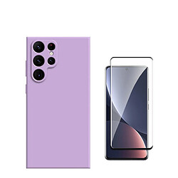 Kit de film en verre trempé de la couverture de 5D + couvercle de silicone liquide Phonecare pour Oppo Galaxy S24 Ultra 5G - Violet