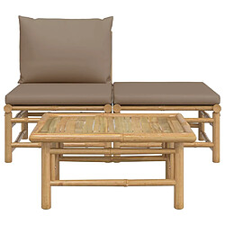 Avis Maison Chic Salon de jardin 3 pcs + coussins - Mobilier/Meubles de jardin - Table et chaises d'extérieur taupe bambou -MN29718