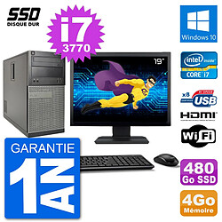 PC Dell 3010 MT Ecran 19" i7-3770 RAM 4Go SSD 480Go HDMI Windows 10 Wifi - Occasion