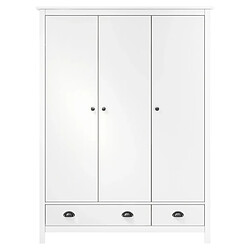 vidaXL Garde-robe à 3 portes Hill Blanc 127x50x170 cm Bois pin solide