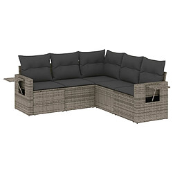 Maison Chic Ensemble de 5 Tables et chaises d'extérieur avec coussins,Salon de jardin gris résine tressée -GKD286264