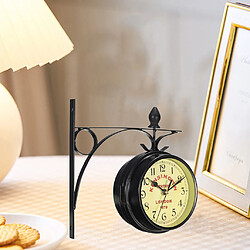 Forgé de Fer Antique-Look Ronde Double Face Deux Visages Rétro Station Horloge Tenture Horloge avec Wall Scroll Côté monter La Maison Décor Horloge pas cher