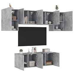 vidaXL Unités murales TV 6 pcs gris béton bois d'ingénierie