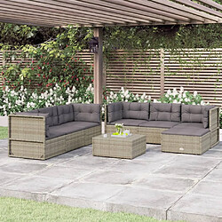 Maison Chic Salon de jardin 7 pcs + coussins - Mobilier/Meubles de jardin - Table et chaises d'extérieur Gris Résine tressée -MN72984