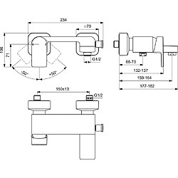 Ideal Standard - Mitigeur bain-douche mural EDGE chromé - A7121AA