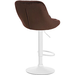 Acheter Decoshop26 Tabouret de bar en velours marron coutures décoratives pivotant support métal blanc TDB10663