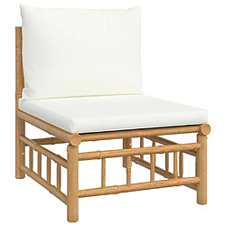 Maison Chic Salon de jardin 3 pcs + coussins - Mobilier/Meubles de jardin - Table et chaises d'extérieur blanc crème bambou -MN86648 pas cher