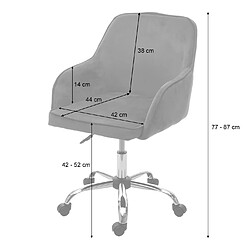 Mendler Chaise de bureau HWC-F82 fauteuil directorial, pivotant, design rétro, velours ~ gris