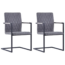 vidaXL Chaises à manger cantilever lot de 2 gris foncé similicuir 