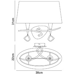 Luminaire Center Applique murale Mara avec interrupteur 2 Ampoules E14, chrome poli avec Abat jour blanc ivoire